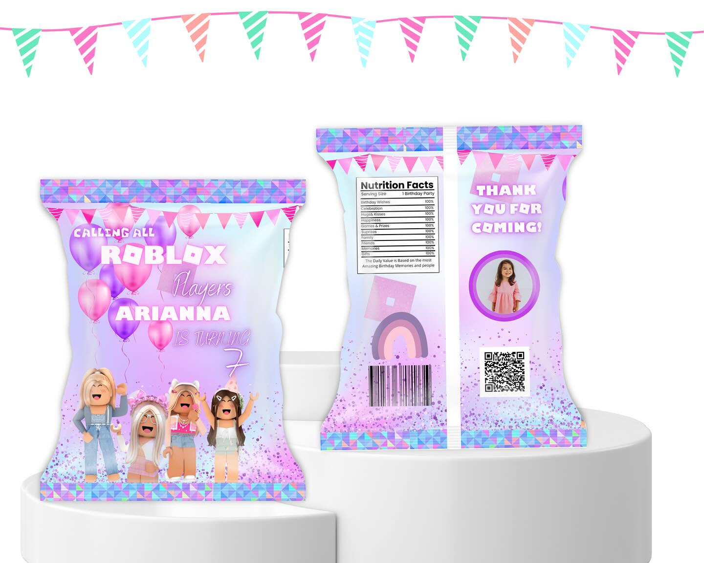 Roblox Girls Chip Bag Digital Template, Kids Birthday Party, Birthday Party Favors, Printable Template, Digital Chip Bag, Birthday